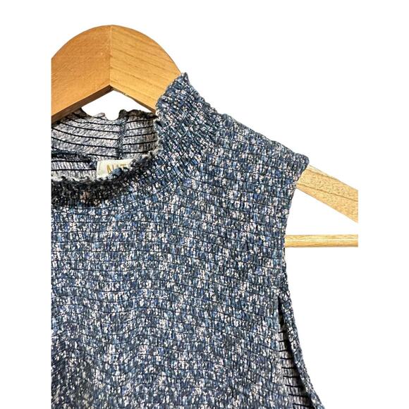 Nation Women's Blue Bibi Smocked Mock Neck Cropped Tank Wildflower Size Medium - Picture 5 of 6